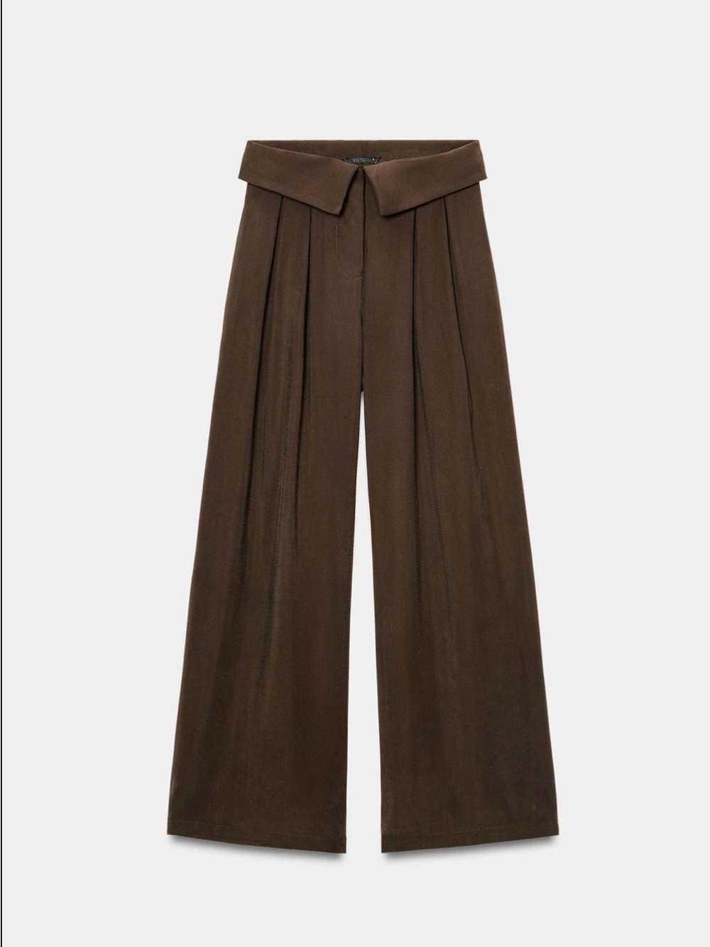 Zara Wide-Leg High-Waist Brown Trousers